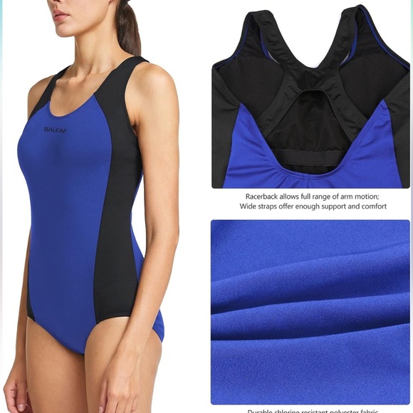BALEAF Women's Racerback Athletic One Piece Modest swim training swimsuit sz 36 - Picture 8 of 9